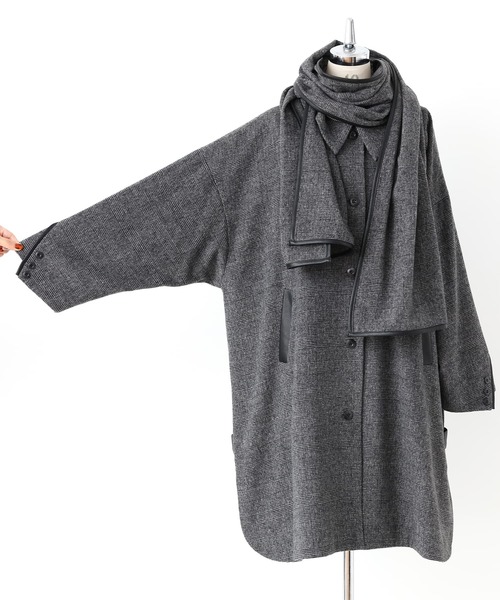 kOhAKU（コハク）の「『ストール付きオーバーサイズコート』（ステンカラーコート・レディース・グレー・FREE）」の17枚目の写真