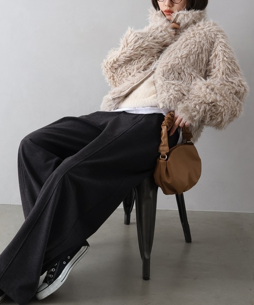 SpRay（スプレイ）の「MIXシープファージップブルゾン（ブルゾン・レディース・チャコールグレー/ベージュ/モカ・FREE）」の18枚目の写真