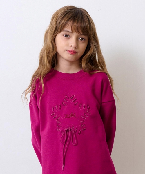 X-girl Stages(エックスガールステージス)の「スターレースアップスウェットワンピース(ワンピース・キッズ・マジェンタ/チャコール・140cm/120cm/130cm/90cm/100cm/110cm)」の17枚目の写真