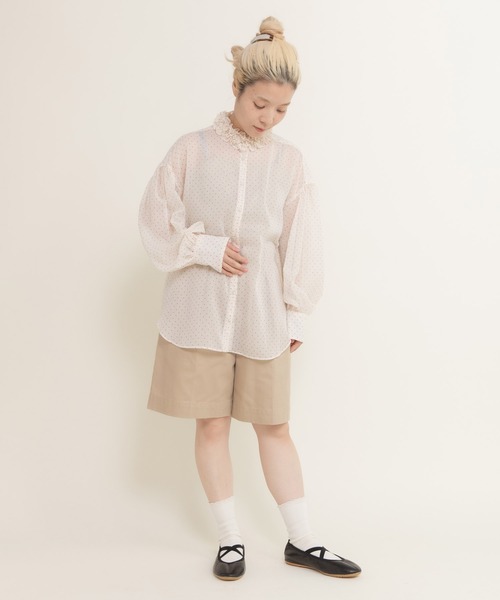 Dot＆Stripes CHILD WOMAN（ドットアンドストライプス　チャイルドウーマン）の「シアードットプリント 2段フリル襟ブラウス（シャツ/ブラウス・レディース・アイボリー・FREE）」の17枚目の写真