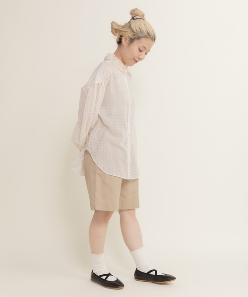 Dot＆Stripes CHILD WOMAN（ドットアンドストライプス　チャイルドウーマン）の「シアードットプリント 2段フリル襟ブラウス（シャツ/ブラウス・レディース・アイボリー・FREE）」の18枚目の写真