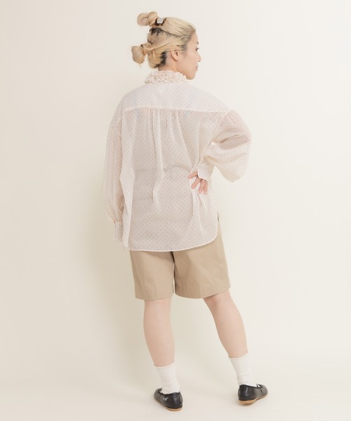 Dot＆Stripes CHILD WOMAN（ドットアンドストライプス　チャイルドウーマン）の「シアードットプリント 2段フリル襟ブラウス（シャツ/ブラウス・レディース・アイボリー・FREE）」の19枚目の写真