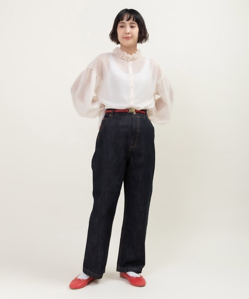 Dot＆Stripes CHILD WOMAN（ドットアンドストライプス　チャイルドウーマン）の「シアードットプリント 2段フリル襟ブラウス（シャツ/ブラウス・レディース・アイボリー・FREE）」の7枚目の写真