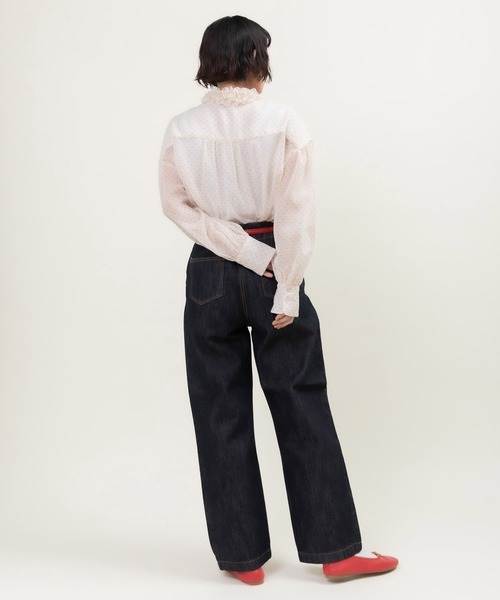 Dot＆Stripes CHILD WOMAN（ドットアンドストライプス　チャイルドウーマン）の「シアードットプリント 2段フリル襟ブラウス（シャツ/ブラウス・レディース・アイボリー・FREE）」の9枚目の写真