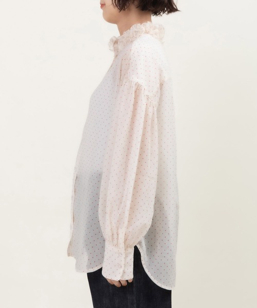 Dot＆Stripes CHILD WOMAN（ドットアンドストライプス　チャイルドウーマン）の「シアードットプリント 2段フリル襟ブラウス（シャツ/ブラウス・レディース・アイボリー・FREE）」の21枚目の写真