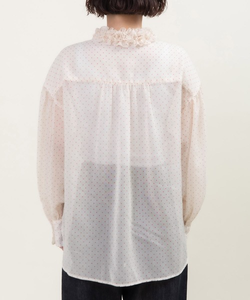 Dot＆Stripes CHILD WOMAN（ドットアンドストライプス　チャイルドウーマン）の「シアードットプリント 2段フリル襟ブラウス（シャツ/ブラウス・レディース・アイボリー・FREE）」の22枚目の写真