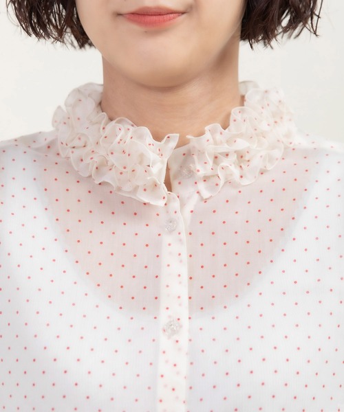 Dot&Stripes CHILD WOMAN(ドットアンドストライプス チャイルドウーマン)の「シアードットプリント 2段フリル襟ブラウス(シャツ/ブラウス・レディース・アイボリー/ブラック・FREE)」の21枚目の写真
