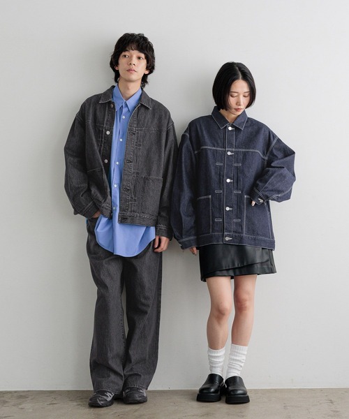 LOWRYS FARM（ローリーズファーム）の「【LFM(U)】DENIMタックジャケット　 606930（デニムジャケット・メンズ・ネイビー/ホワイト/ブラック・MEDIUM/LARGE）」の4枚目の写真