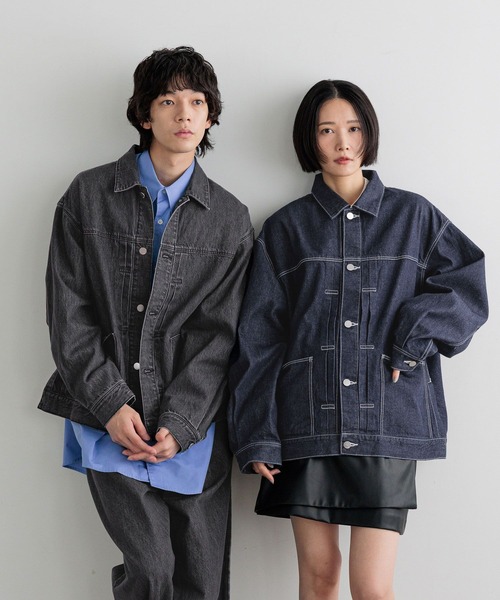 LOWRYS FARM（ローリーズファーム）の「【LFM(U)】DENIMタックジャケット　 606930（デニムジャケット・メンズ・ネイビー/ホワイト/ブラック・MEDIUM/LARGE）」の5枚目の写真