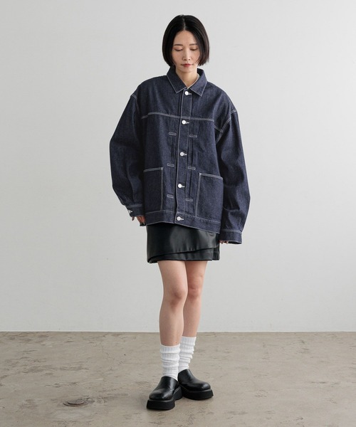 LOWRYS FARM（ローリーズファーム）の「【LFM(U)】DENIMタックジャケット　 606930（デニムジャケット・メンズ・ネイビー/ホワイト/ブラック・MEDIUM/LARGE）」の6枚目の写真