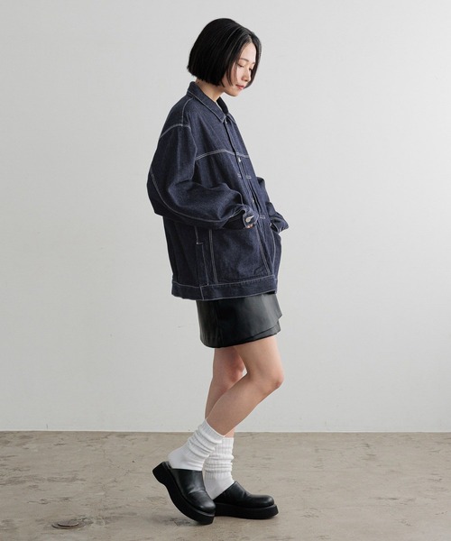 LOWRYS FARM（ローリーズファーム）の「【LFM(U)】DENIMタックジャケット　 606930（デニムジャケット・メンズ・ネイビー/ホワイト/ブラック・MEDIUM/LARGE）」の7枚目の写真