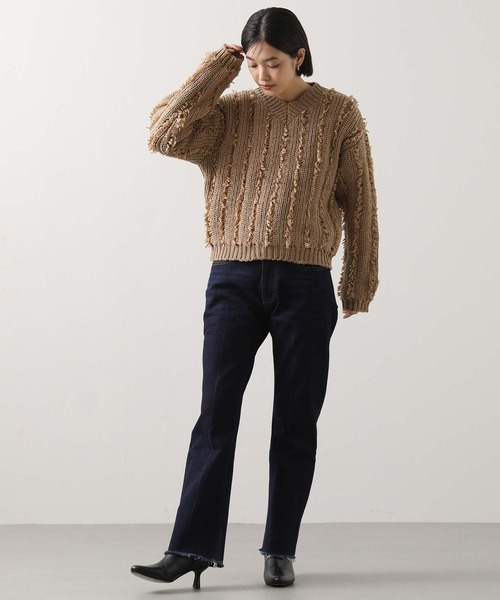 margaux（マルゴー）の「ストレッチフレアデニム（デニムパンツ・レディース・ネイビー系・0/1）」の2枚目の写真