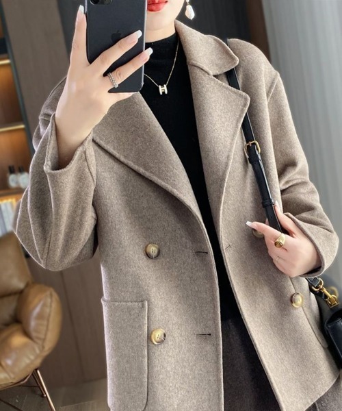 Flugge(フラッジー)の「ダブルボタンテーラードコート(その他アウター・レディース・ブラック/ベージュ/グレー・LARGE/MEDIUM)」の3枚目の写真