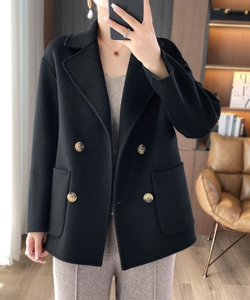 Flugge(フラッジー)の「ダブルボタンテーラードコート(その他アウター・レディース・ブラック/ベージュ/グレー・LARGE/MEDIUM)」の4枚目の写真