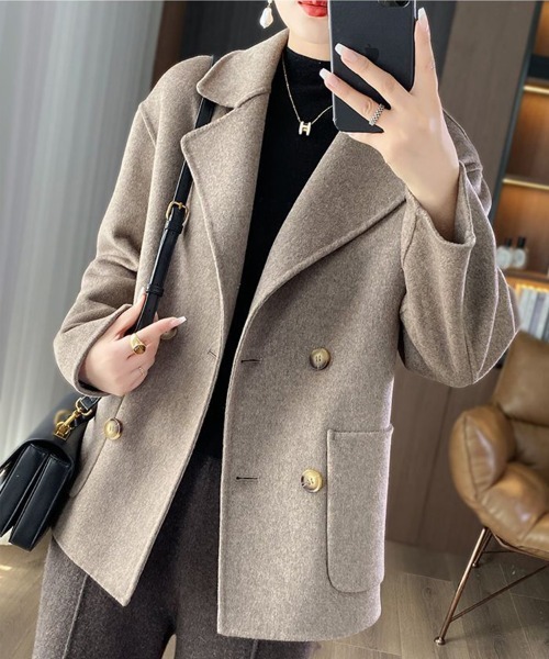 Flugge(フラッジー)の「ダブルボタンテーラードコート(その他アウター・レディース・ブラック/ベージュ/グレー・LARGE/MEDIUM)」の5枚目の写真