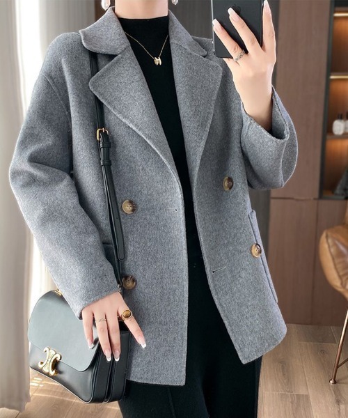 Flugge(フラッジー)の「ダブルボタンテーラードコート(その他アウター・レディース・ブラック/ベージュ/グレー・LARGE/MEDIUM)」の6枚目の写真