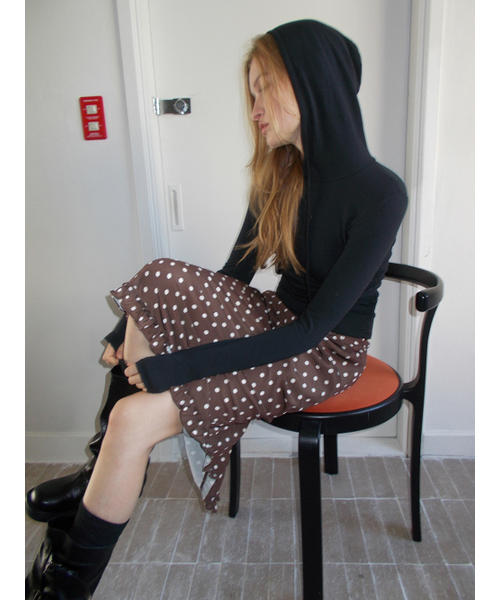 ETMON(エトモン)の「Hooded Shirring T-Shirt, Black(Tシャツ/カットソー・レディース・その他・F)」の1枚目の写真