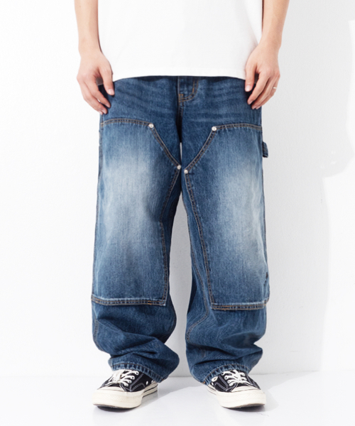 QT8 GARMENTS(キューティーエイトガーメント)の「TL Double Knee Washed Pants (Non-Painted Blue)(デニムパンツ・レディース・その他・MEDIUM/LARGE/X-LARGE)」の1枚目の写真