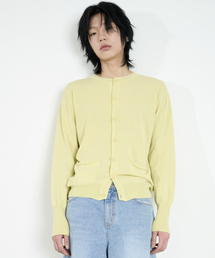 DUSTYWHITE（ダスティーホワイト）の「イエローコットンクルーネックニットカーディガン（カーディガン/ボレロ）」
