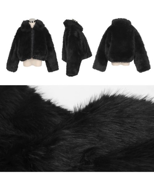 ミックスロングファーブルゾンコート（ブルゾン）｜KOBE LETTUCE