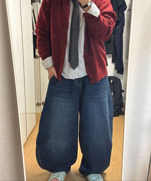 EXCONTAINER(エックスコンテナ)の「ミニマルボタンラウンドネッククロップカーディガン (ダークレッド)(カーディガン/ボレロ・メンズ・その他・LARGE/X-LARGE/MEDIUM)」の21枚目の写真