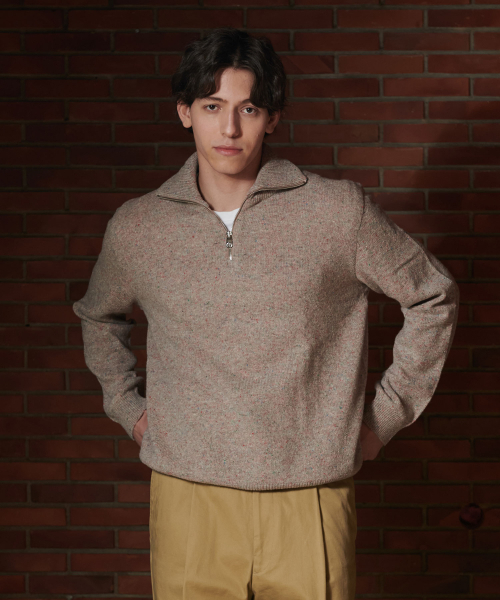PRODESHIRT(プロデシャツ)の「アイリッシュドネガル 半ジップニット(ローズベージュ)(ニット/セーター・メンズ・その他・LARGE/MEDIUM/X-LARGE)」の1枚目の写真