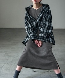 Fashion Letter | 裏起毛 Vネックルームワンピース M-LLsize(ルームワンピース)