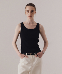 Classy scoop neck sleeveless (BLACK)