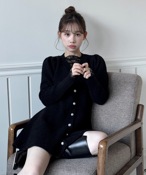 セール】【着用動画あり！・4色展開】ペプラム ニットワンピース