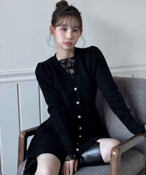 セール】【着用動画あり！・4色展開】ペプラム ニットワンピース