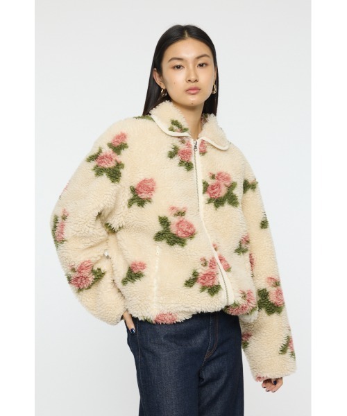 MOUSSY(マウジー)の「【26年SS新作】BOA FLEECE FLORAL ジャケット(その他アウター・レディース・アイボリー/ブラック・FREE)」の2枚目の写真