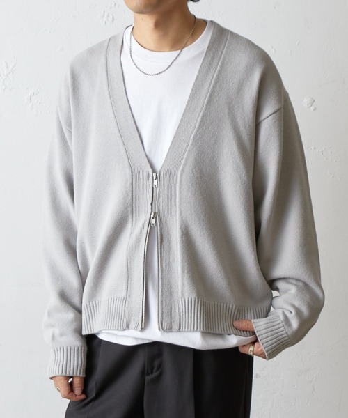 COLONY 2139(コロニートゥーワンスリーナイン)の「ダブルジップニットカーディガン(カーディガン/ボレロ・メンズ・グレー/ブラック/イエロー・MEDIUM/LARGE)」の3枚目の写真