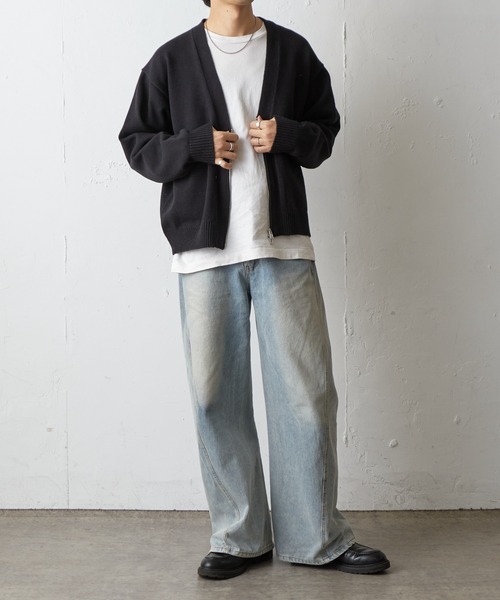 COLONY 2139(コロニートゥーワンスリーナイン)の「ダブルジップニットカーディガン(カーディガン/ボレロ・メンズ・グレー/ブラック/イエロー・MEDIUM/LARGE)」の8枚目の写真