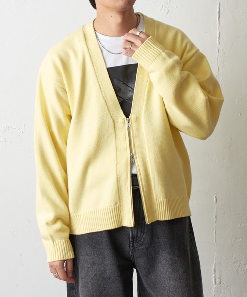 COLONY 2139(コロニートゥーワンスリーナイン)の「ダブルジップニットカーディガン(カーディガン/ボレロ・メンズ・グレー/ブラック/イエロー・MEDIUM/LARGE)」の12枚目の写真