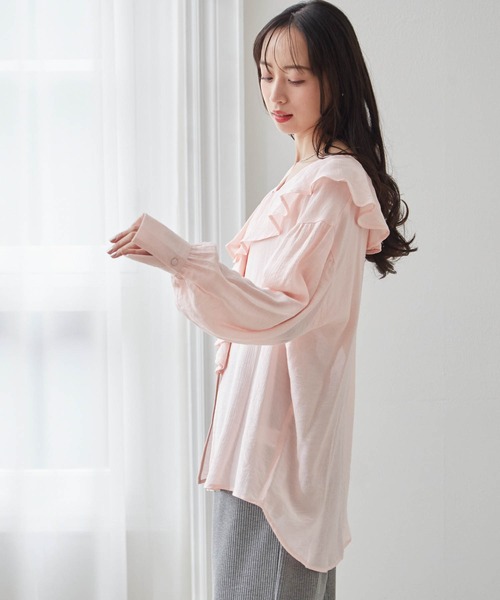 RANAN(ラナン)の「【26AW新色追加】ラッフルフリルオーバーブラウス(シャツ/ブラウス・レディース・ブルー/ブラック/ホワイト/ピンク/ブラウン・L/LL/M)」の12枚目の写真