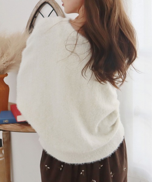 CECIL McBEE（セシルマクビー）の「ラメフェザードルマンカーディガン（カーディガン/ボレロ・レディース・サックスブルー/オフホワイト/グレー・MEDIUM）」の6枚目の写真