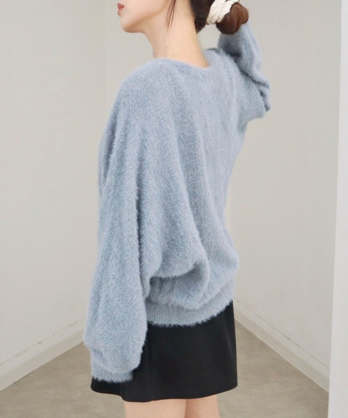 CECIL McBEE（セシルマクビー）の「ラメフェザードルマンカーディガン（カーディガン/ボレロ・レディース・サックスブルー/オフホワイト/グレー・MEDIUM）」の9枚目の写真