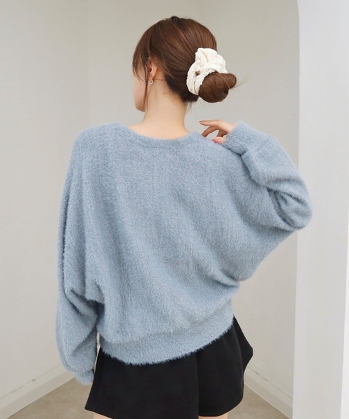 CECIL McBEE（セシルマクビー）の「ラメフェザードルマンカーディガン（カーディガン/ボレロ・レディース・サックスブルー/オフホワイト/グレー・MEDIUM）」の10枚目の写真