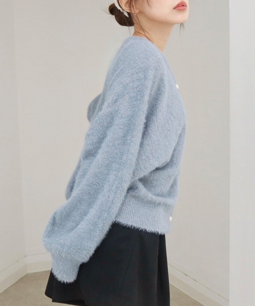 CECIL McBEE（セシルマクビー）の「ラメフェザードルマンカーディガン（カーディガン/ボレロ・レディース・サックスブルー/オフホワイト/グレー・MEDIUM）」の11枚目の写真