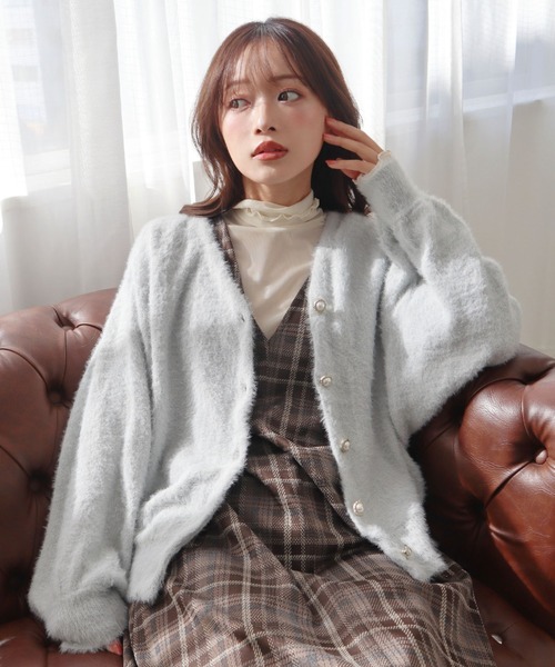 CECIL McBEE（セシルマクビー）の「ラメフェザードルマンカーディガン（カーディガン/ボレロ・レディース・サックスブルー/オフホワイト/グレー・MEDIUM）」の12枚目の写真