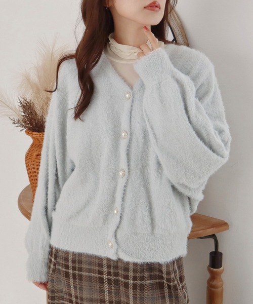 CECIL McBEE（セシルマクビー）の「ラメフェザードルマンカーディガン（カーディガン/ボレロ・レディース・サックスブルー/オフホワイト/グレー・MEDIUM）」の13枚目の写真