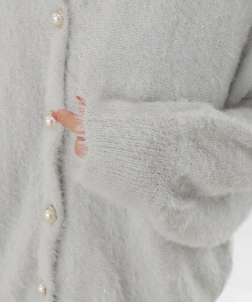CECIL McBEE（セシルマクビー）の「ラメフェザードルマンカーディガン（カーディガン/ボレロ・レディース・サックスブルー/オフホワイト/グレー・MEDIUM）」の18枚目の写真