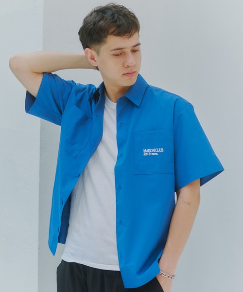 MILITARY（ミリタリー）の「【SETUP7】Regular Collar Embroidery Half Sleeve Shirt KKP/ レギュラーカラー刺繍シャツ（シャツ/ブラウス・メンズ・ブラック/ホワイト/ブルー・L/M）」の5枚目の写真