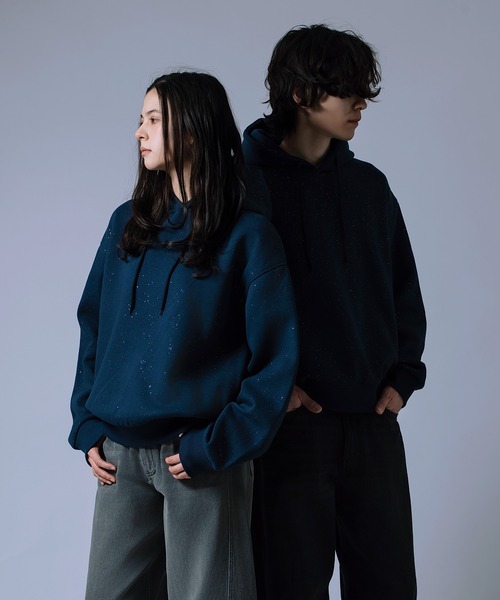 improves（インプローブス）の「【Unisex】ラメ裏起毛 スウェットパーカー（パーカー・メンズ・ブラック/ネイビー/ブラウン・MEDIUM/LARGE）」の3枚目の写真