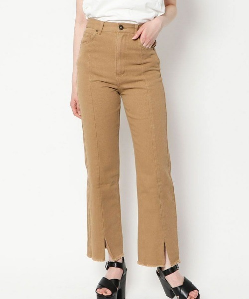 GORGE(ゴージ)の「《バックレースアップ×前スリット》レディース 綿100% デニムストレートパンツ ハイウエスト 春夏秋(デニムパンツ・レディース・ブルー/アイボリー/ブラック/ベージュ/ブルー系・L/S/M)」の1枚目の写真