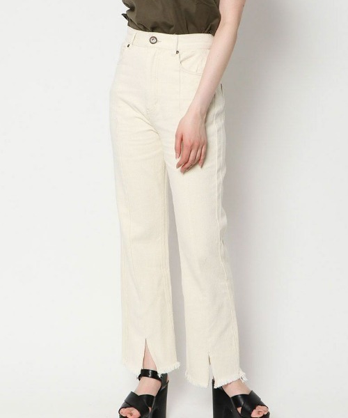 GORGE(ゴージ)の「《バックレースアップ×前スリット》レディース 綿100% デニムストレートパンツ ハイウエスト 春夏秋(デニムパンツ・レディース・ブルー/アイボリー/ブラック/ベージュ/ブルー系・L/S/M)」の2枚目の写真