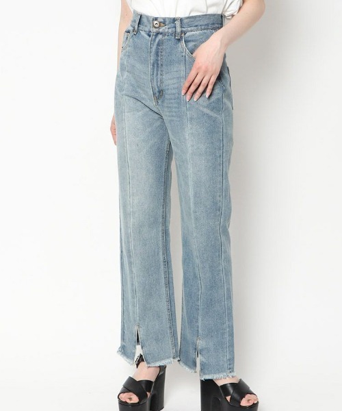 GORGE(ゴージ)の「《バックレースアップ×前スリット》レディース 綿100% デニムストレートパンツ ハイウエスト 春夏秋(デニムパンツ・レディース・ブルー/アイボリー/ブラック/ベージュ/ブルー系・L/S/M)」の8枚目の写真