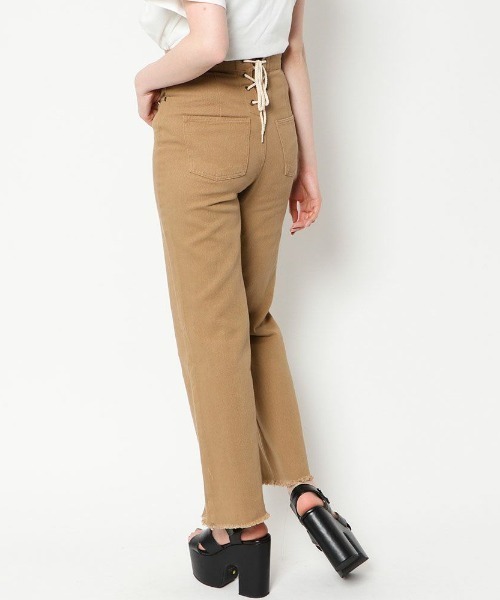 GORGE(ゴージ)の「《バックレースアップ×前スリット》レディース 綿100% デニムストレートパンツ ハイウエスト 春夏秋(デニムパンツ・レディース・ブルー/アイボリー/ブラック/ベージュ/ブルー系・L/S/M)」の10枚目の写真