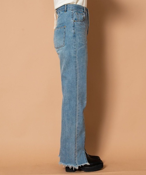 GORGE(ゴージ)の「《バックレースアップ×前スリット》レディース 綿100% デニムストレートパンツ ハイウエスト 春夏秋(デニムパンツ・レディース・ブルー/アイボリー/ブラック/ベージュ/ブルー系・L/S/M)」の13枚目の写真