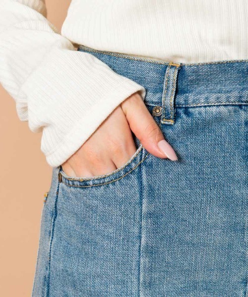 GORGE(ゴージ)の「《バックレースアップ×前スリット》レディース 綿100% デニムストレートパンツ ハイウエスト 春夏秋(デニムパンツ・レディース・ブルー/アイボリー/ブラック/ベージュ/ブルー系・L/S/M)」の17枚目の写真